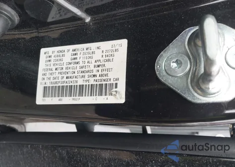 2015 Acura Tlx V6 Tech из США, поврежденный, VIN 19UUB2F5XFA024336